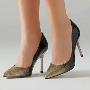 Sam Edelman gold glitter shimmer point toe slip on pumps heels sz 8.5